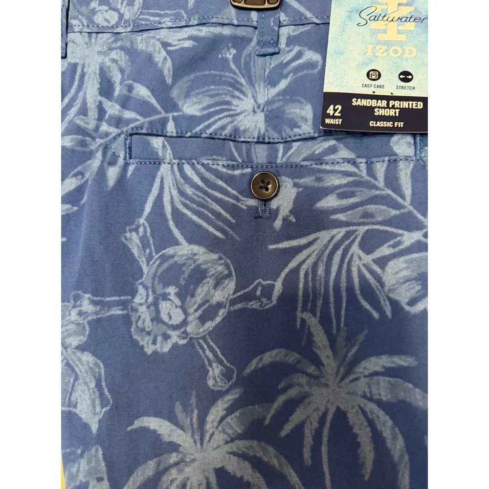 IZOD Saltwater Mens 42x9.5 Sandbar Printed Short Classic Fit Bright Cobalt